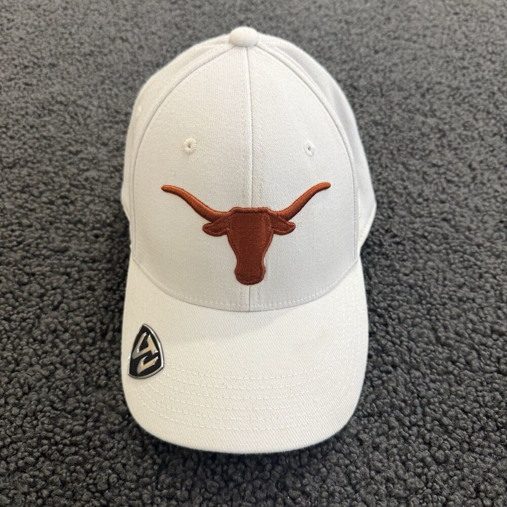 NCAA Texas Longhorns White Baseball Cap Hat by Top Of The World Memory Fit